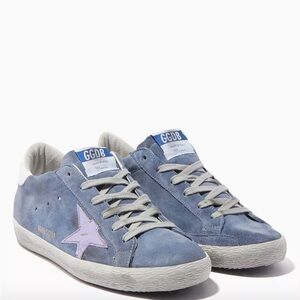 Dark-Blue Brushed-Suede Superstar Sneakers
